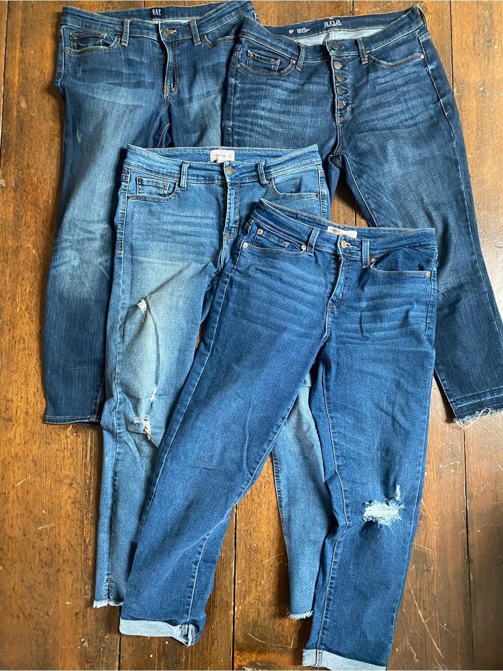 Women’s size 28 denim. Gap, Ana, for the republic, Levi signature